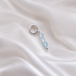 "Aquamarine" silver charm with blue aquamarines