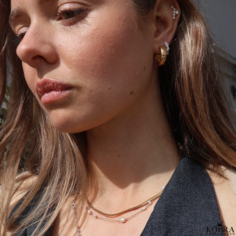 "Mikami" unique gold earrings with stones