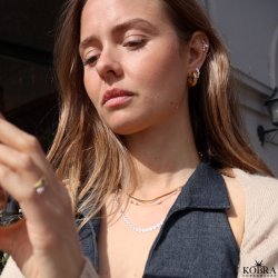 "Mikami" unique gold earrings with stones