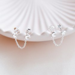 "Cassie" silver earrings with star/moon for 2 holes