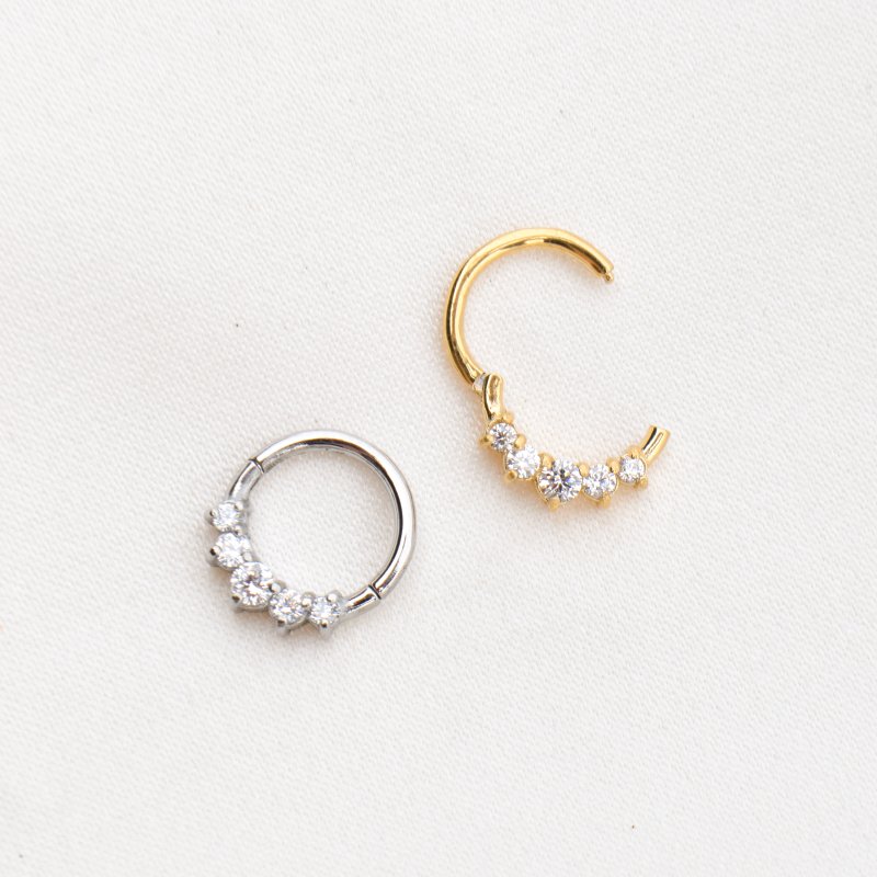 "Aly" piercing hoop med sten(1 stk.)
