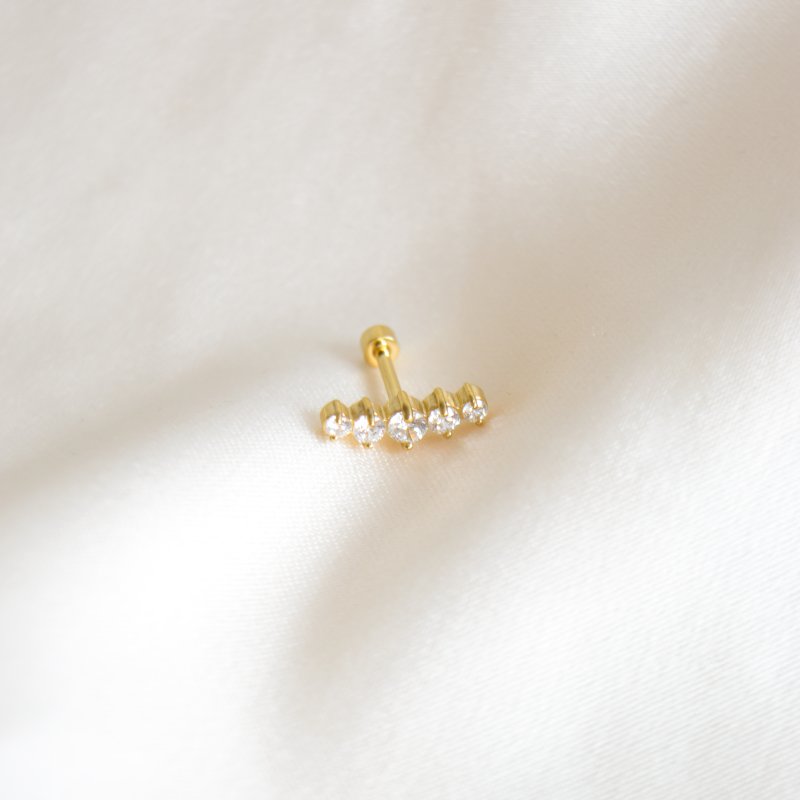 "Nola" piercing med zirkonia sten (1 stk.)