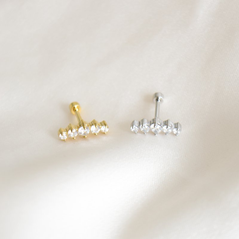 "Nola" piercing med zirkonia sten (1 stk.)
