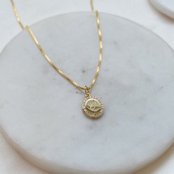 "Dazzling" necklace in 18k gold-plated sterling silver with stones and engraving