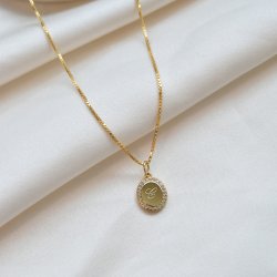 "Dazzling" necklace in 18k gold-plated sterling silver with stones and engraving