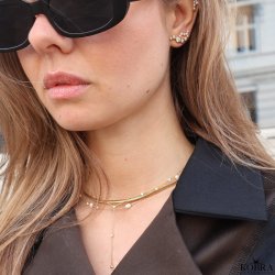 "Jenny" guld drop halskde med sten