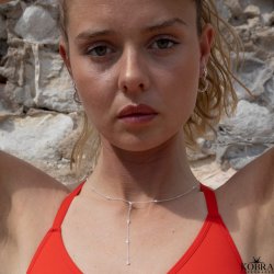 "Mikami" store slv hjerte reringe med hvide sten