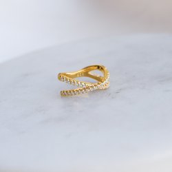 "Echo" earcuff med sten i 18 karat forgyldt