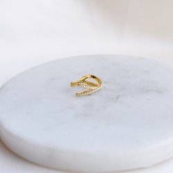 "Echo" earcuff med sten i 18 karat forgyldt
