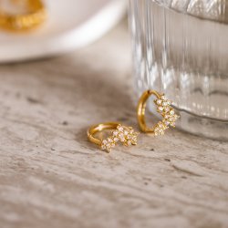 "Flower" 18k gold plated hoops with flowers