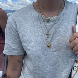 "SOL" gold necklace with small suns