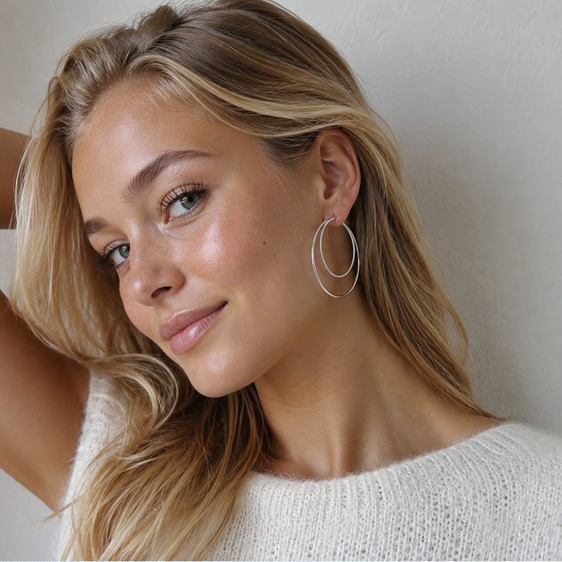 "Freja" silver hoops (large)