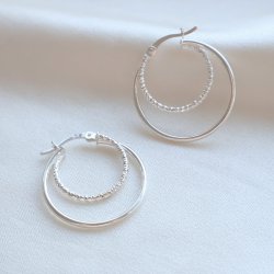 "Freja" Hoops � 2in1 Silver Earrings (medium)