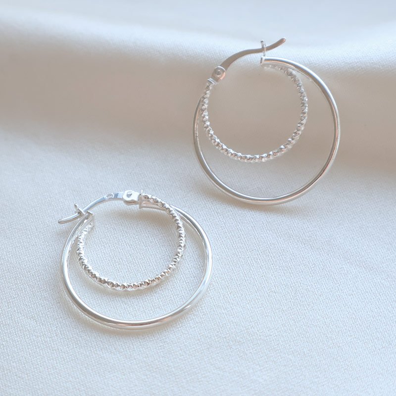 "Freja" Hoops � 2in1 Silver Earrings (medium)