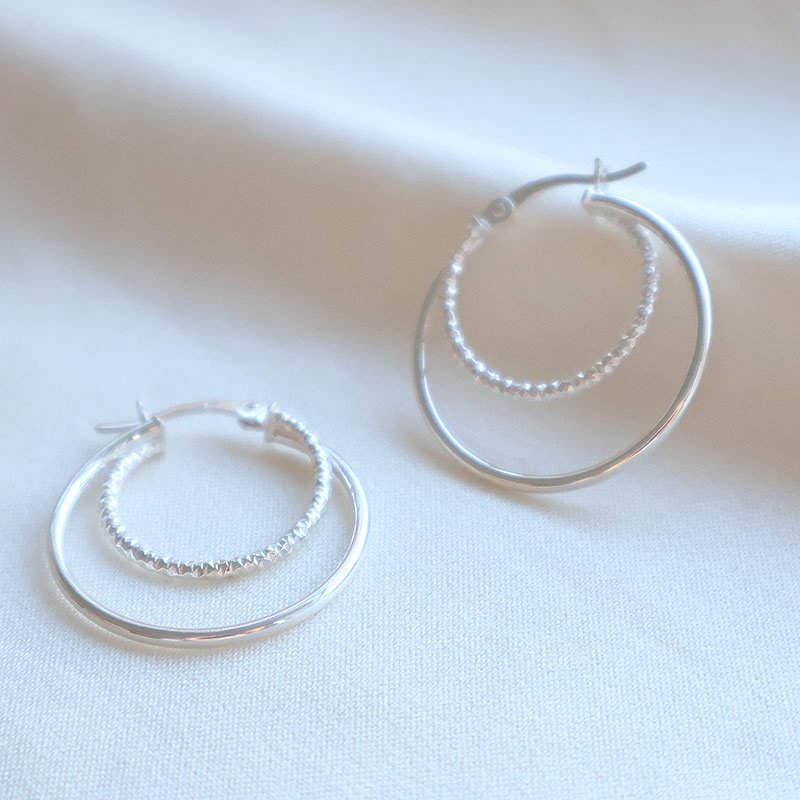 "Freja" Hoops � 2in1 Silver Earrings (medium)