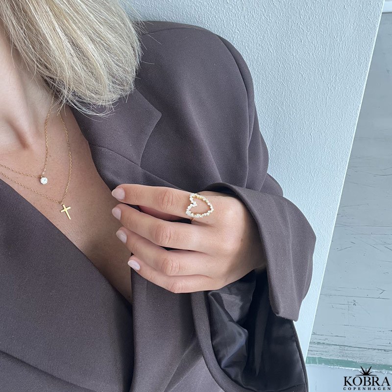 "Stella Cross" 18 karat forgyldt 2i1 halskde med kors og fin zirkonia sten