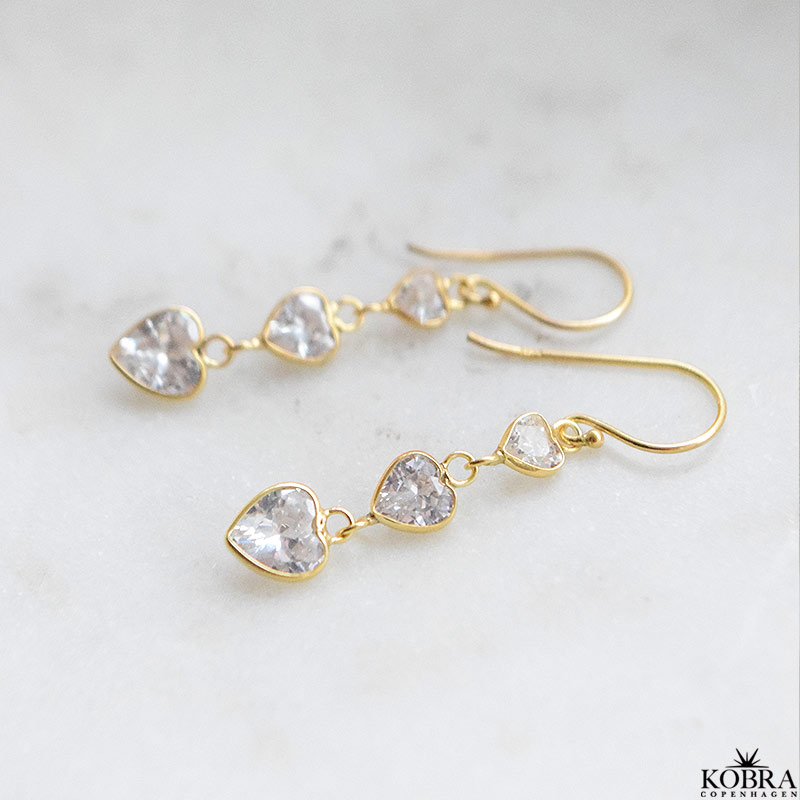 "Lunelle" Heart Earrings - 18K forgyldt slv
