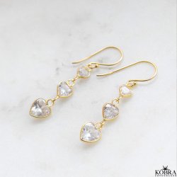 "Lunelle" Heart Earrings - 18K forgyldt slv