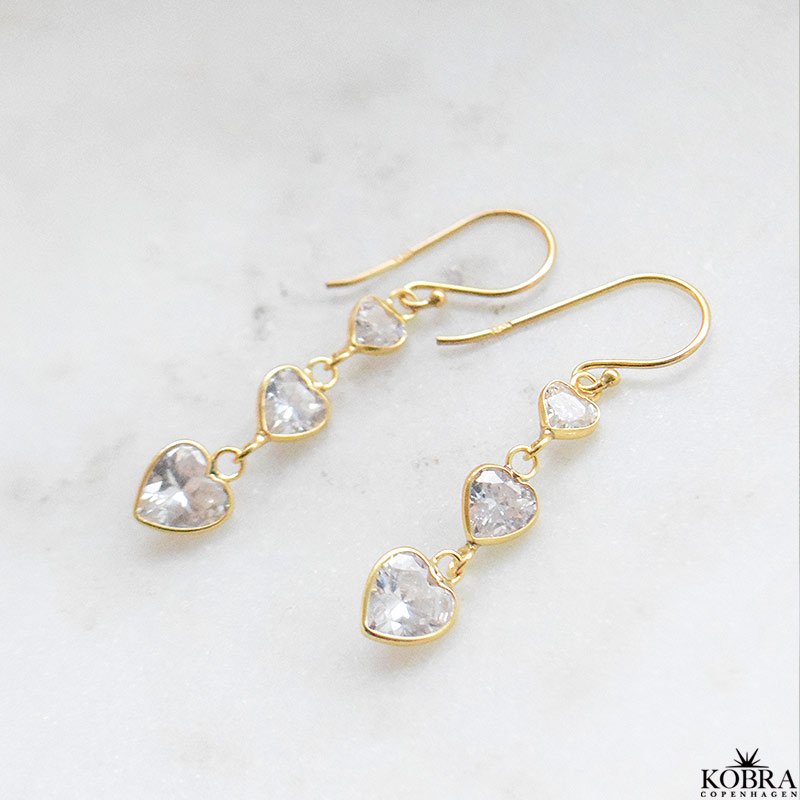 "Lunelle" Heart Earrings - 18K forgyldt slv