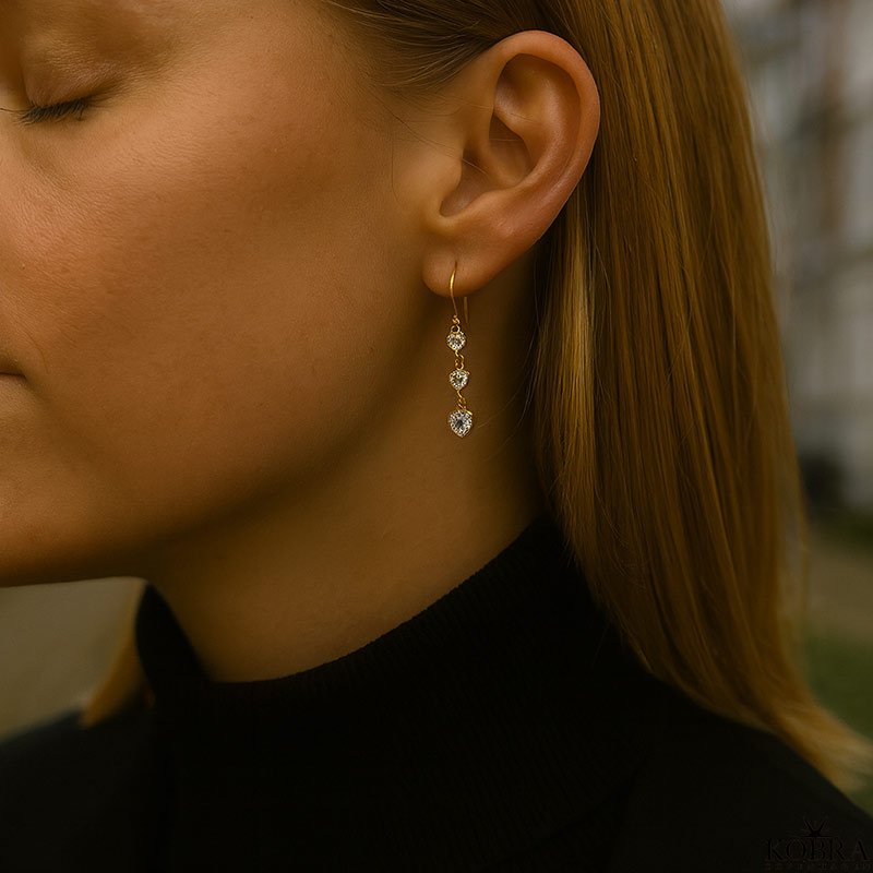 "Lunelle" Heart Earrings - 18K forgyldt slv