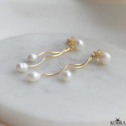 "Silke" 18 karat forgyldte curvy perle reringe