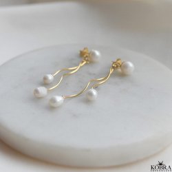 "Silke" 18 karat forgyldte curvy perle reringe