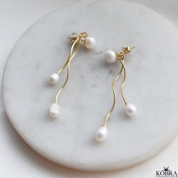 "Silke" 18 karat forgyldte curvy perle reringe