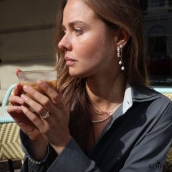 "Maggie" guld perle hoops / øreringe