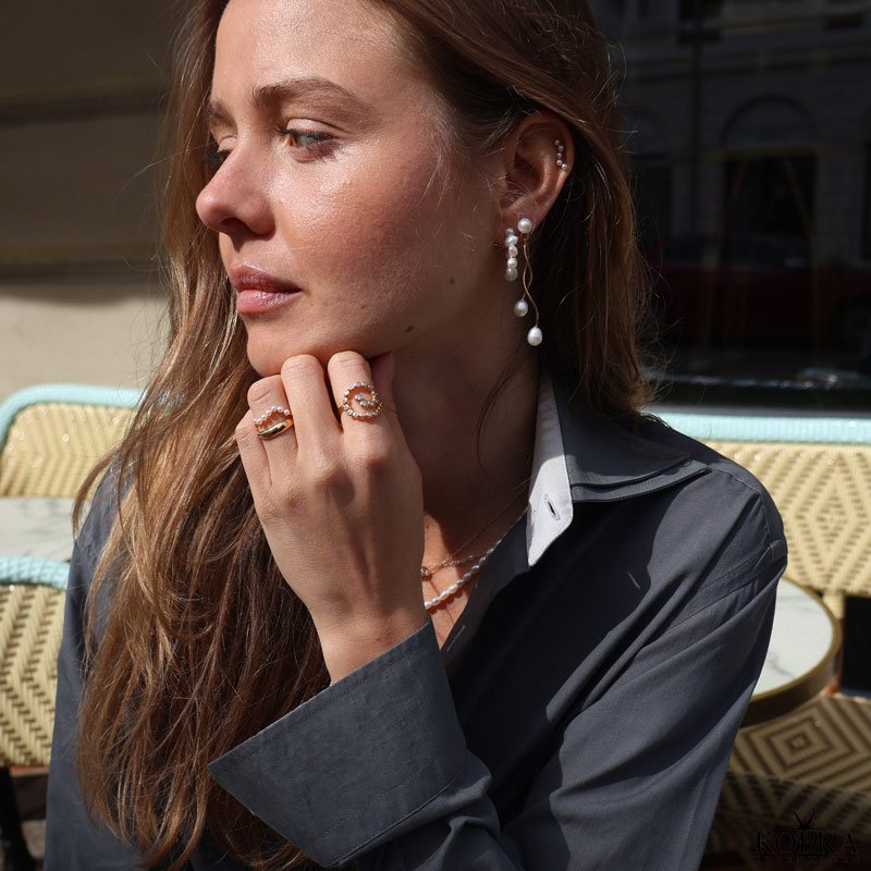 "Maggie" guld perle hoops / øreringe