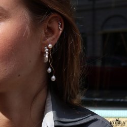 "Silke" 18 karat forgyldte curvy perle reringe