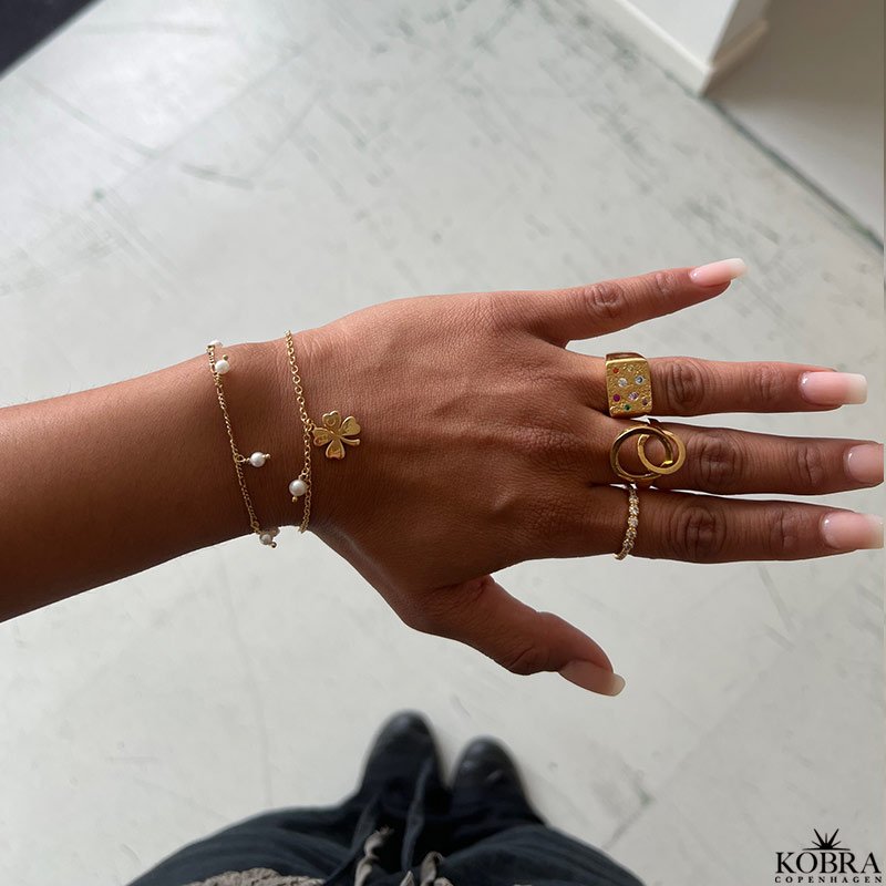  "Felicity" 18 karat forgyldt firklver armbnd inklusiv gravering