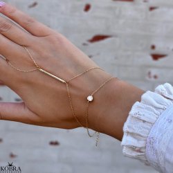 "Yasmine" 18 carat gold plated hand chain and ring