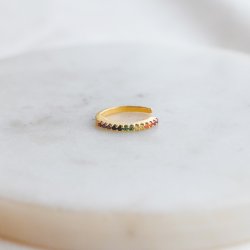 "Hawaii" lille earcuff i 18k forgyldt sterling s�lv med farvede sten