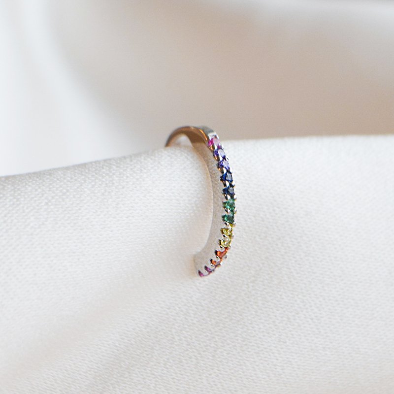 "Hawaii" lille earcuff i sterling s�lv med farvede sten 