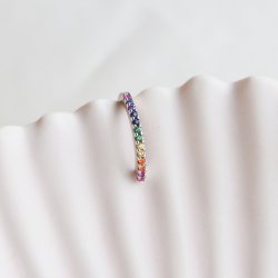 "Hawaii" lille earcuff i sterling s�lv med farvede sten 