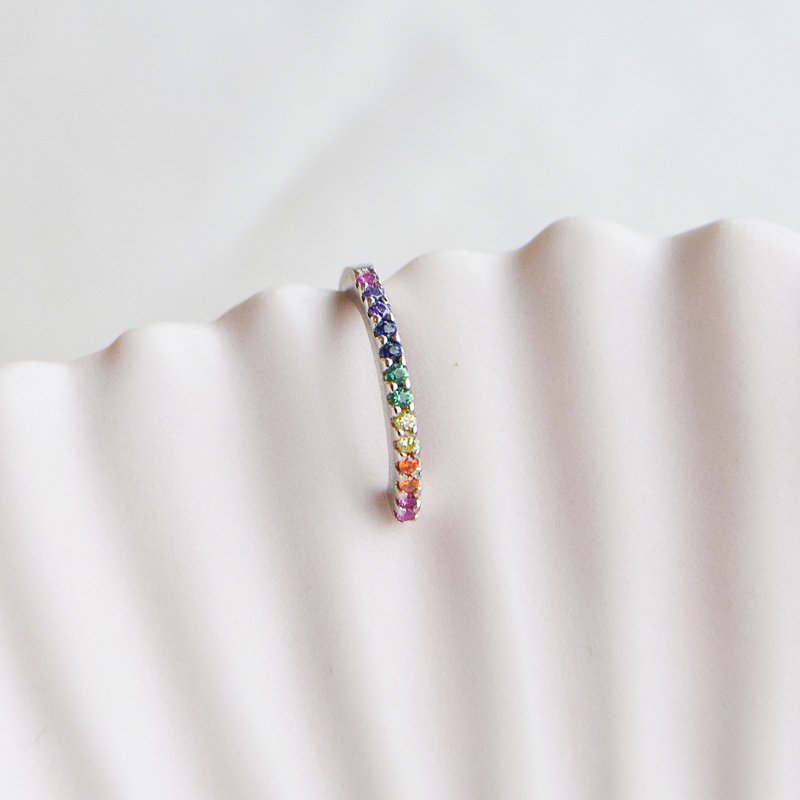 "Hawaii" lille earcuff i sterling s�lv med farvede sten 