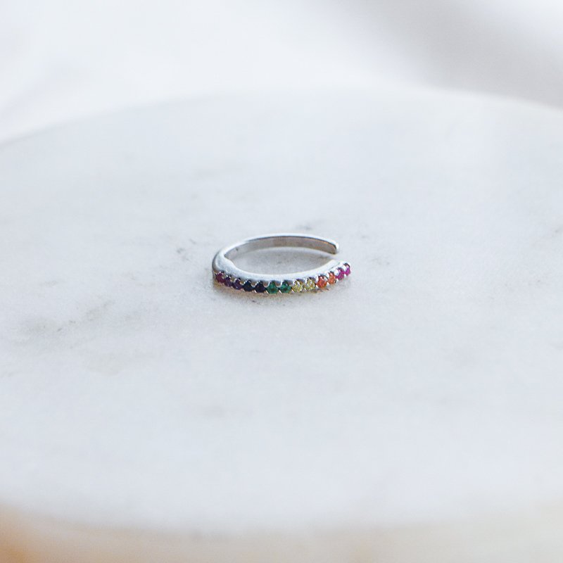 "Hawaii" lille earcuff i sterling s�lv med farvede sten 