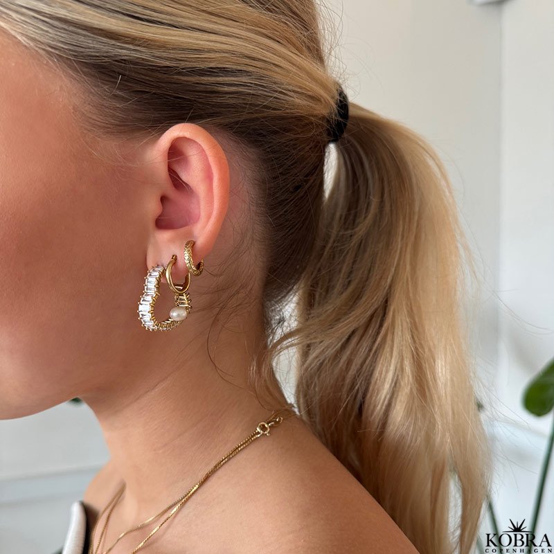 "Krystal" 18 karat forgyldte hjerte reringe (large)