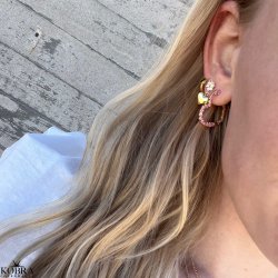 "Mikami" store guld hjerte reringe med lyserde sten