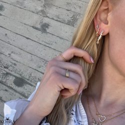 "Mikami" sm guld hjerte reringe med lyserde sten