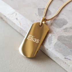 "Hector" dog tag in 18K gold-plated stainless steel with engraving