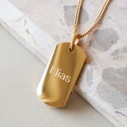 "Hector" dog tag in 18K gold-plated stainless steel with engraving