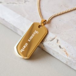 "Salem" dog tag in 18K gold-plated stainless steel with engraving