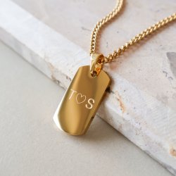 "Tyler" Dog Tag in 18K Gold-Plated Stainless Steel with Engraving