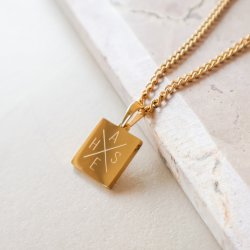 "Trend" necklace in 18K gold-plated stainless steel with cross engraving