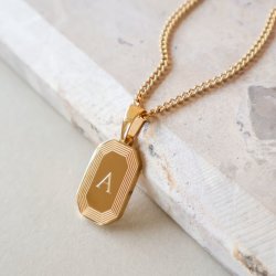 "Tarot" necklace in 18K gold-plated steel with engraving