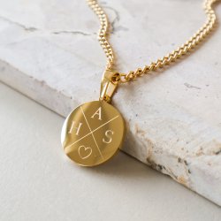 "Axton" necklace in 18K gold-plated stainless steel with cross engraving