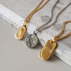 "Tyler" Dog Tag in 18K Gold-Plated Stainless Steel with Engraving