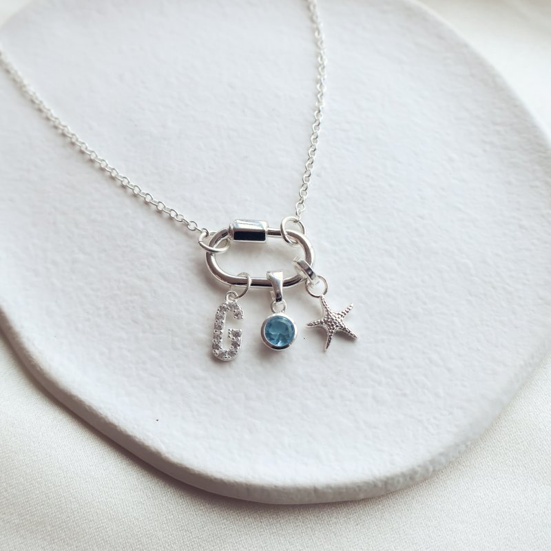 "Charm Club" silverhalsband med l�s f�r charms