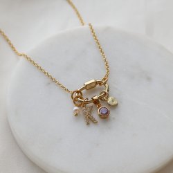 "Charm Club" guldpl�terat halsband med l�s f�r charms